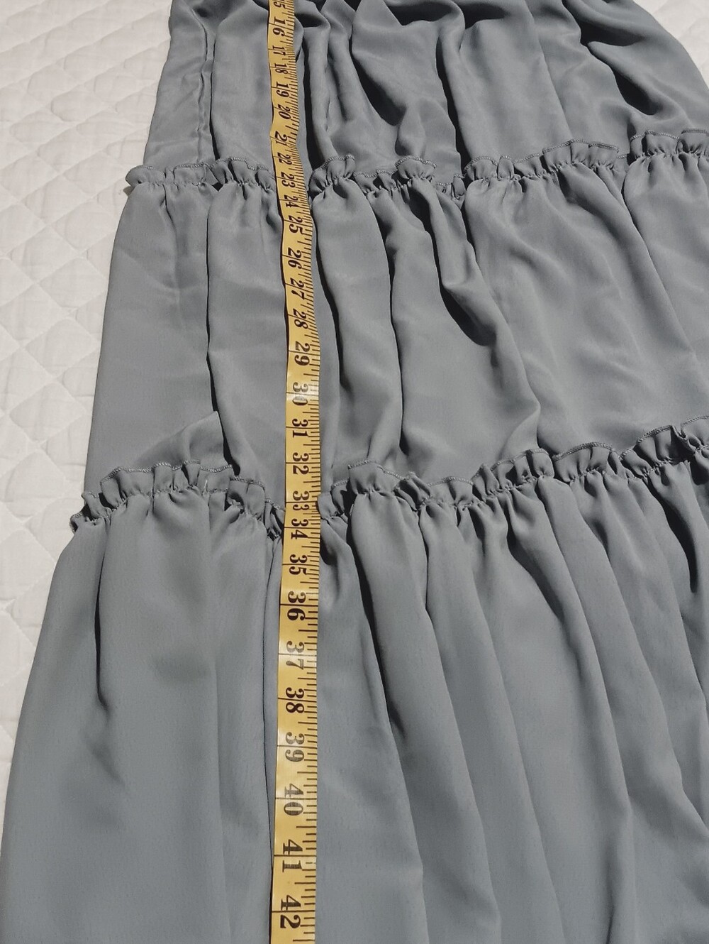 IVY CITY Co Smocked Bodice Flutter Sleeve Midi Dress  Light Gray Size S - Picture 9 of 11